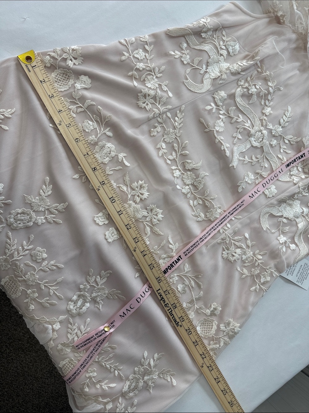 Mac Duggal Pink High Neck Mesh Tier Embroidered Dress - Picture 13 of 13